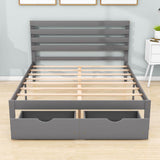 Queen Size Platform Bed with Storage and Headboard - [Wood]