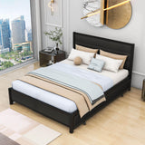 Metal Queen Size Storage Platform Bed with Twin Trundle Bed