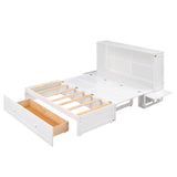 Queen Mobile Murphy Bed with Storage Drawer - [Horizontal, Shelves]