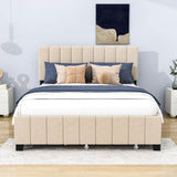 Velvet Upholstered Queen Size Platform Bed with Storage and Trundle