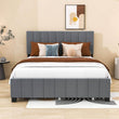 Velvet Upholstered Queen Size Platform Bed with Storage and Trundle