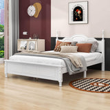 Wood Traditional Queen Size Platform Bed Frame with Headboard