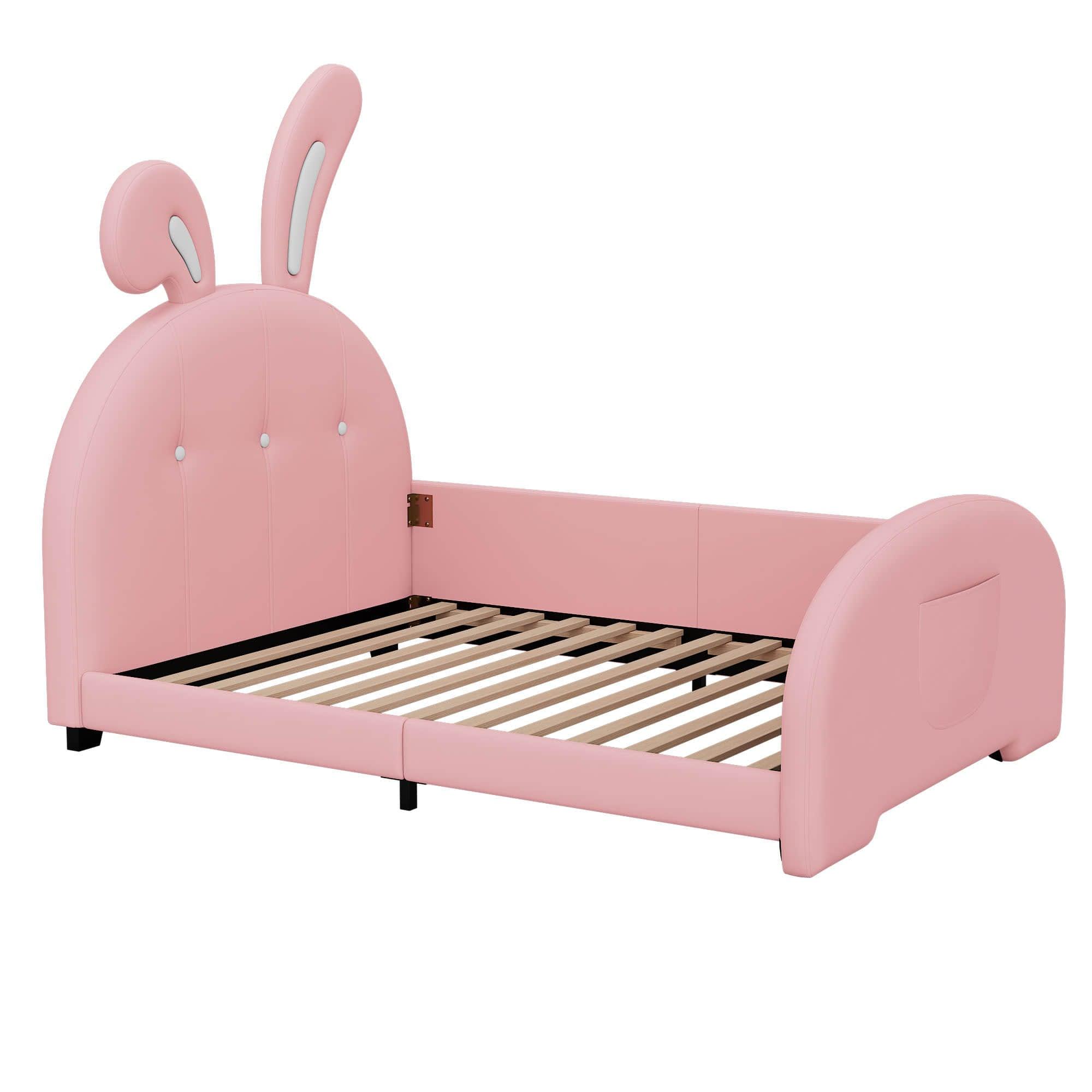 Twin PU Upholstered Princess Bed Frame with Headboard