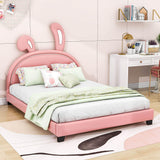 Cute Low Full Girls Leather Upholstered Platform Bed with Headboard