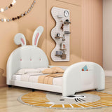 Twin PU Upholstered Princess Bed Frame with Headboard