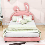 Cute Low Full Girls Leather Upholstered Platform Bed with Headboard