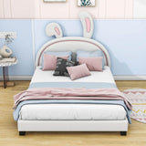 Cute Low Full Girls Leather Upholstered Platform Bed with Headboard