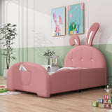 Twin PU Upholstered Princess Bed Frame with Headboard