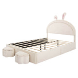 Full Size Velvet Upholstered Princess Platform Bed Frame with Headboard