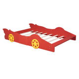 Wooden Low Full Size Race Car Kids Bed with Wheels for Toddler, Boys