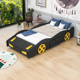 Wood Twin Size Kids Race Car Bed with Storage Box