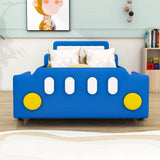 Twin Size Kids PU Leather Upholstered Car Bed for Boys and Girls