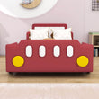 Twin Size Kids PU Leather Upholstered Car Bed for Boys and Girls