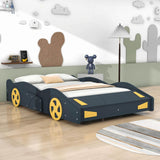 Full Size Low Race Car Kids Bed with Storage for Boys - [Wooden, Cabinet]