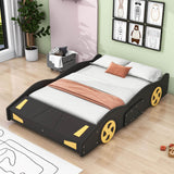 Full Size Low Race Car Kids Bed with Storage for Boys - [Wooden, Cabinet]