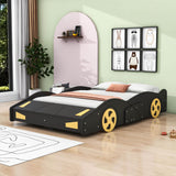 Full Size Low Race Car Kids Bed with Storage for Boys - [Wooden, Cabinet]