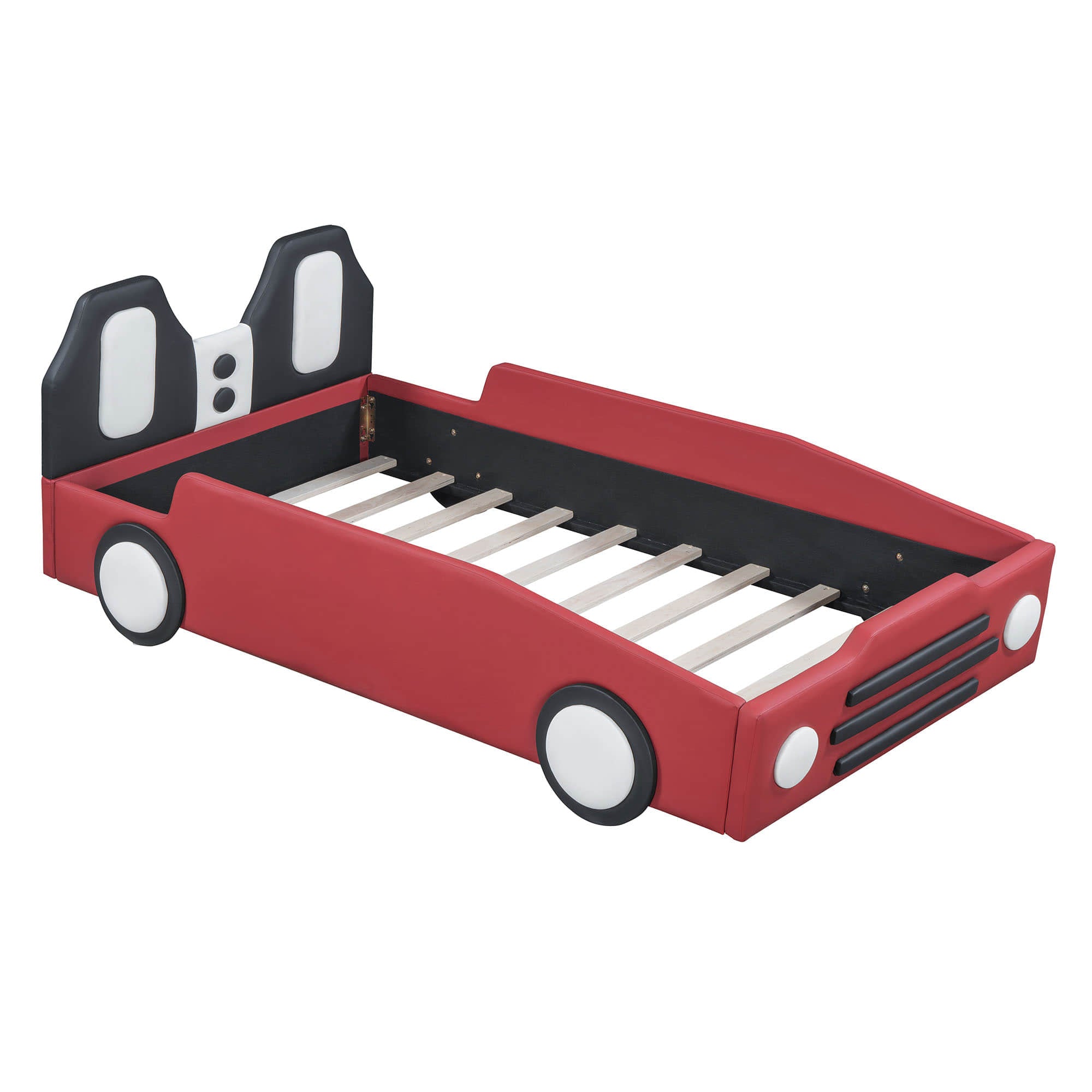 Twin Size Kids Upholstered Car Bed for Boys and Girls - [PU Leather]