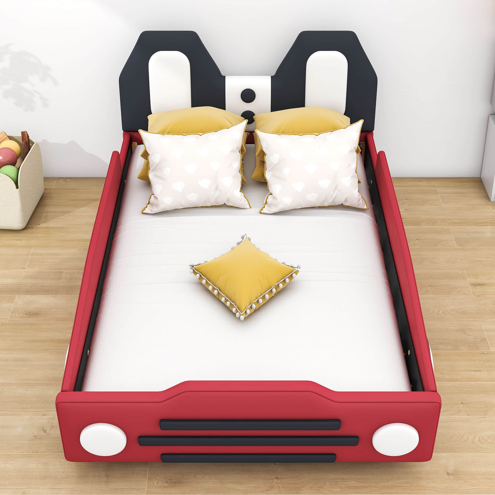 Twin Size Kids Upholstered Car Bed for Boys and Girls - [PU Leather]