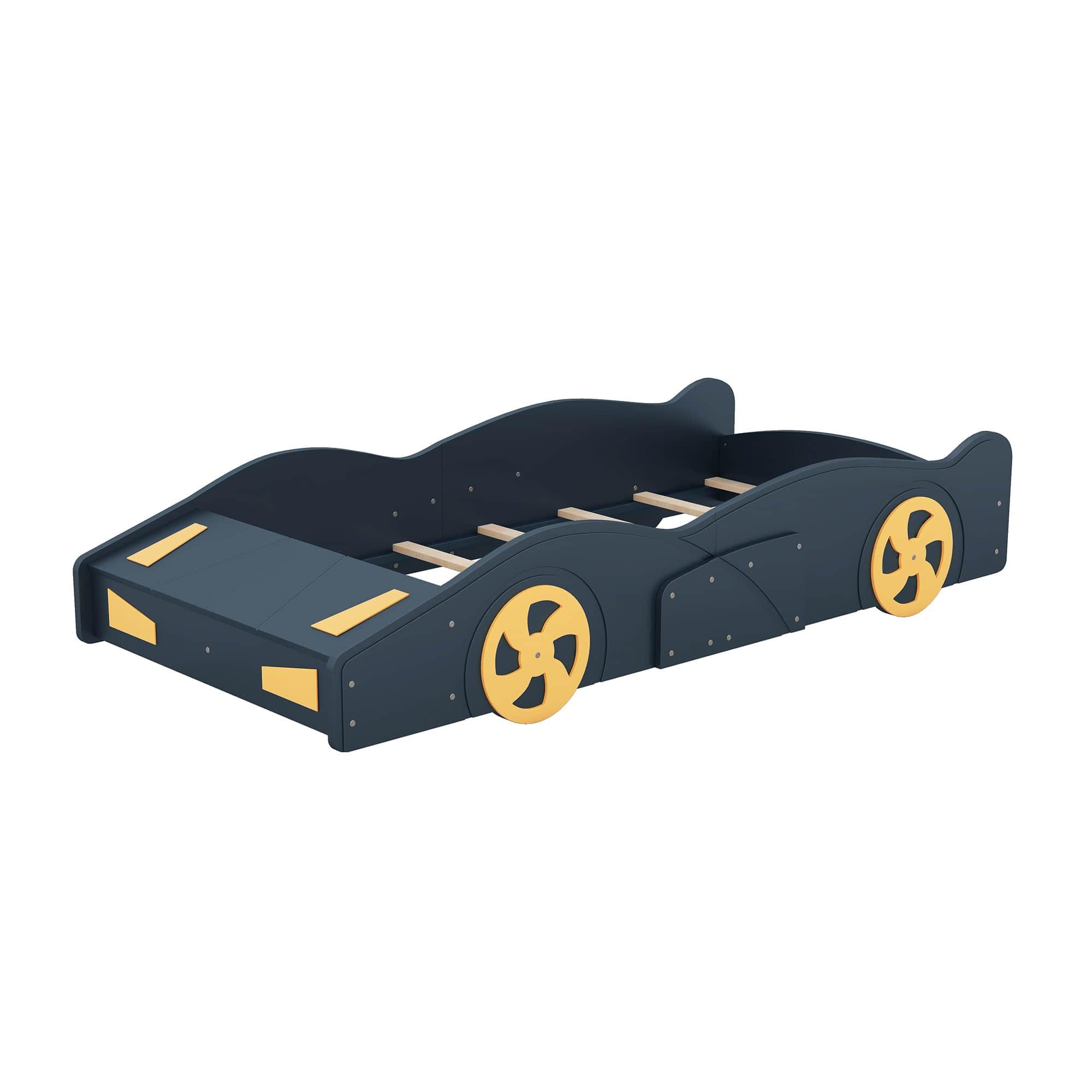 Wood Twin Size Kids Race Car Bed with Storage Box