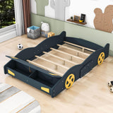 Full Size Low Race Car Kids Bed with Storage for Boys - [Wooden, Cabinet]