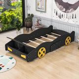 Wood Twin Size Kids Race Car Bed with Storage Box