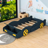 Wood Twin Size Kids Race Car Bed with Storage Box