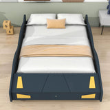 Full Size Low Race Car Kids Bed with Storage for Boys - [Wooden, Cabinet]