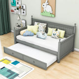 Wood Twin Daybed With Twin Trundle & Beadboard Back