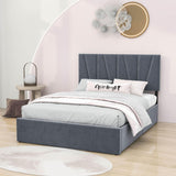 Upholstered Full Size Platform Bed with Headboard and Storage - [4 Drawers, Velvet]