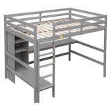 Full Size Loft Bed with Desk and Couch, Storage for Adults, Teens