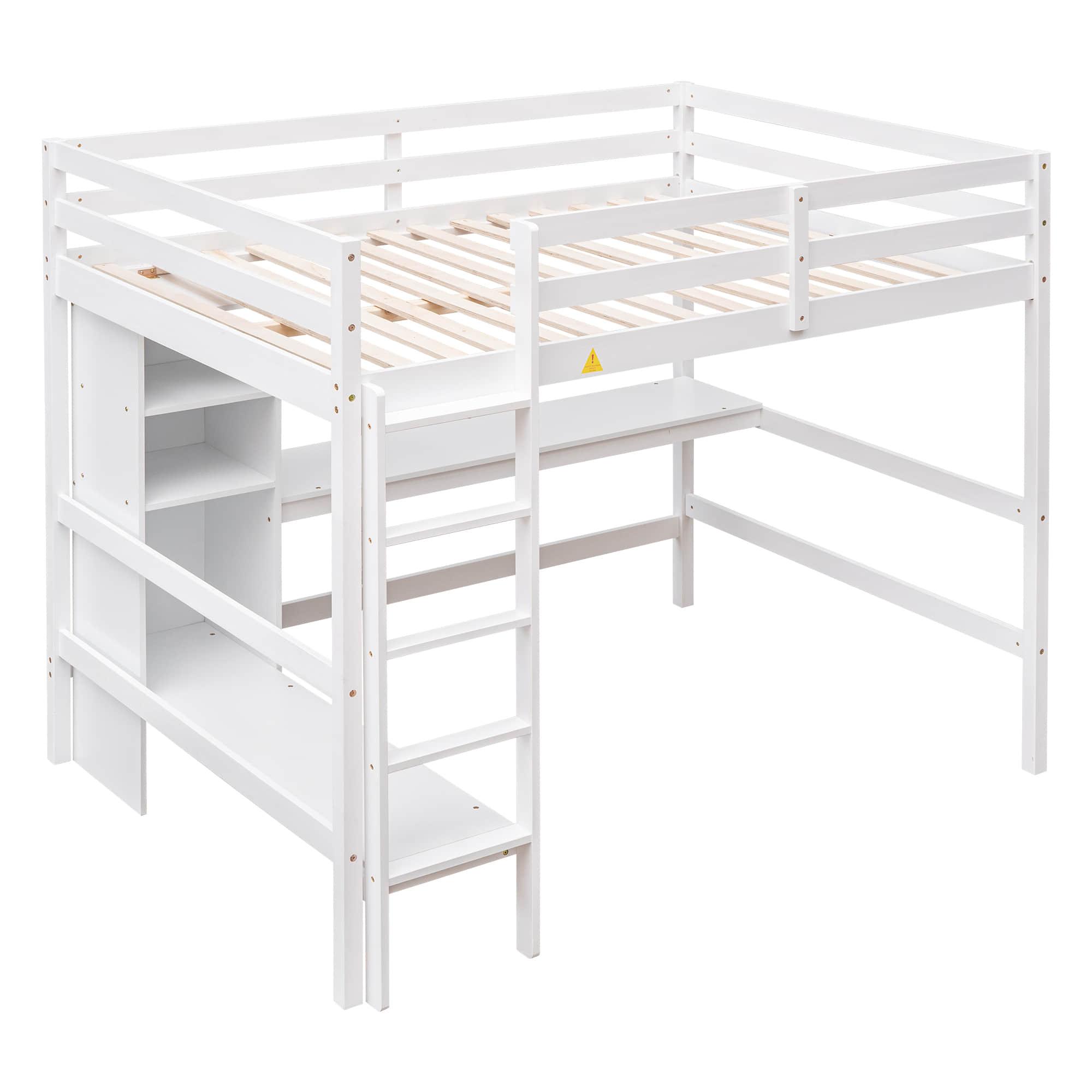 Full Size Loft Bed with Desk and Couch, Storage for Adults, Teens