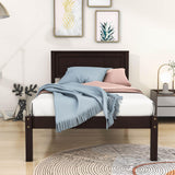 Wood Twin Size Vintage Platform Bed Frame with Headboard