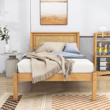 Wood Twin Size Vintage Platform Bed Frame with Headboard