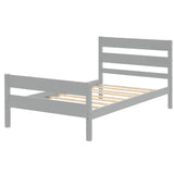 Wooden Twin Bed Frame with Slat Headboard and Footboard