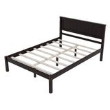 Wood Full Size Vintage Platform Bed Frame with Headboard