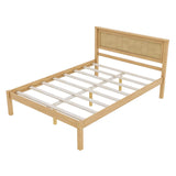 Wood Full Size Vintage Platform Bed Frame with Headboard