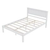 Wood Full Size Vintage Platform Bed Frame with Headboard