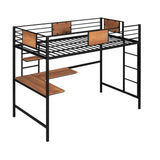 Metal Twin High Loft Bed with Desk and Shelve for Adults Teenagers