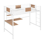 Metal Twin High Loft Bed with Desk and Shelve for Adults Teenagers