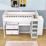 Twin Loft Bed with Desk and Storage for Kids, Teens - [Wooden]