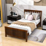 Wooden Twin Platform Bed with Headboard for Kids, Adult