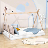 Kids Full Size Tepee Floor Bed for Toddler - [Montessori, Wooden]