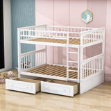 Full Over Full Bunk Beds with Storage Drawers for Kids - [Wood, Convertible, Small Room]