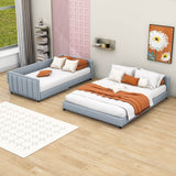 Queen Upholstered Bed Frame with Attached Twin XL Side Bed