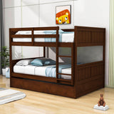 Wooden Full Over Full Standard Bunk Beds with Trundle - [Detachable]