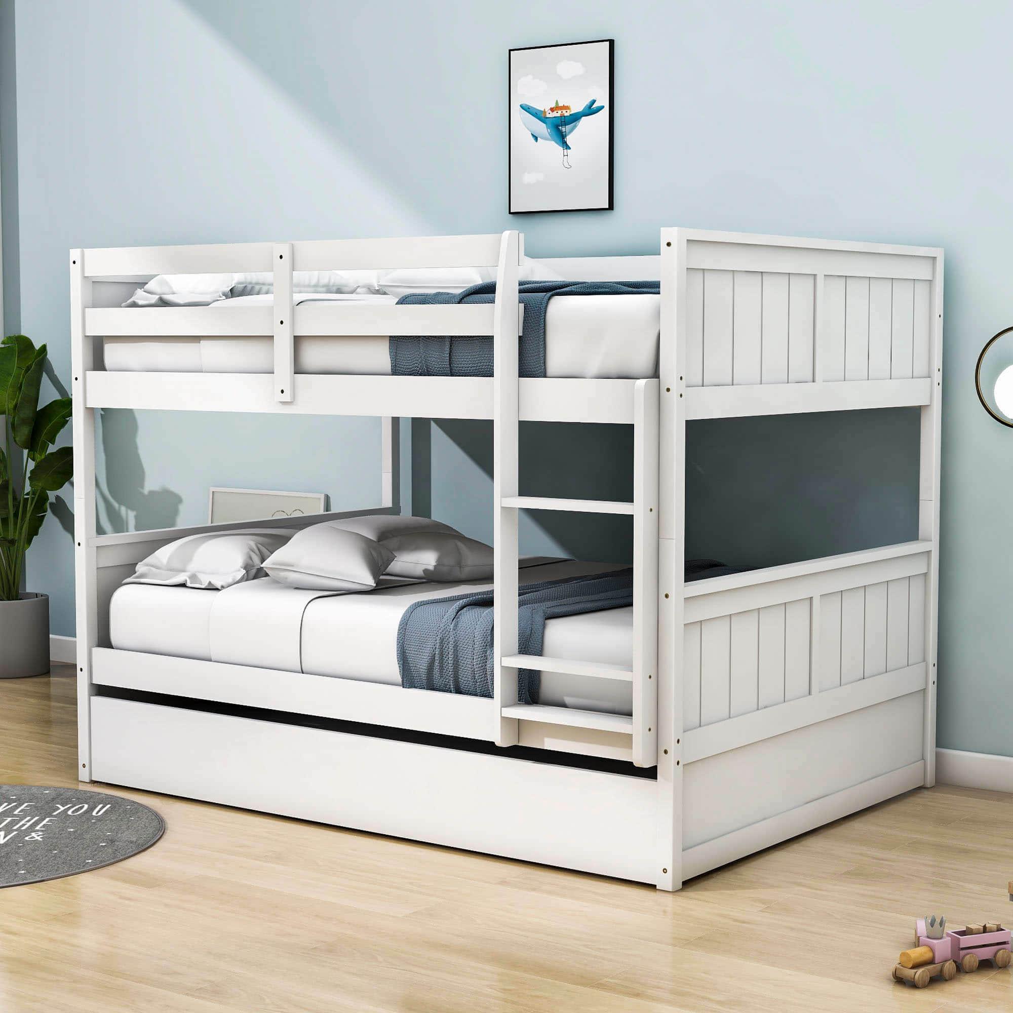 Wooden Full Over Full Standard Bunk Beds with Trundle - [Detachable]