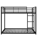 Montessori Full Over Full Scandinavian Floor Metal Bunk Bed with Ladder for Kids