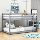 Wood Scandinavian Twin Over Twin Floor Loft Bunk Bed with Ladder