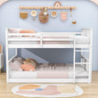 Wood Montessori Scandinavian Full Over Full Low Bunk Bed [Ladder, Guardrail]