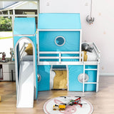 Low Twin Over Twin Bunk Beds with Slide for Kids Toddler - [Wooden, Tent, Tower]